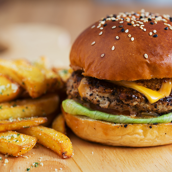 club burger and fries
